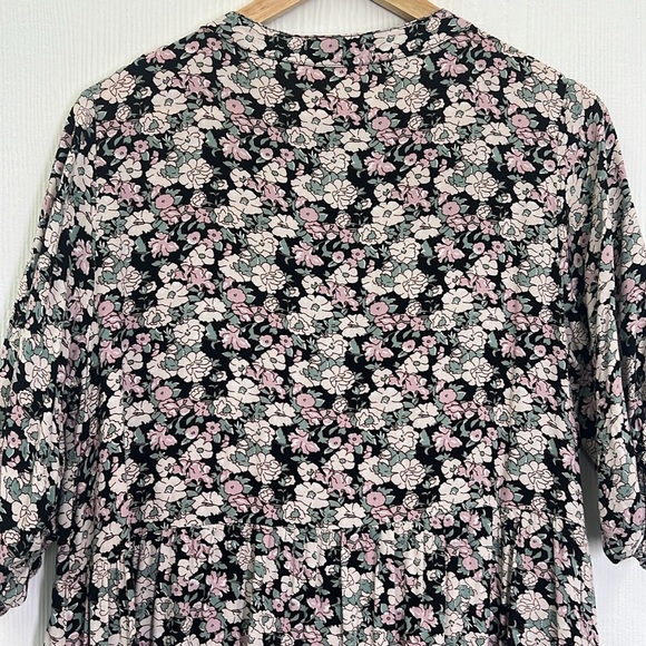 Natural Life - Colorful Floral Short Sleeve Tiered Half Button Maxi Dress Medium - Picture 13 of 13